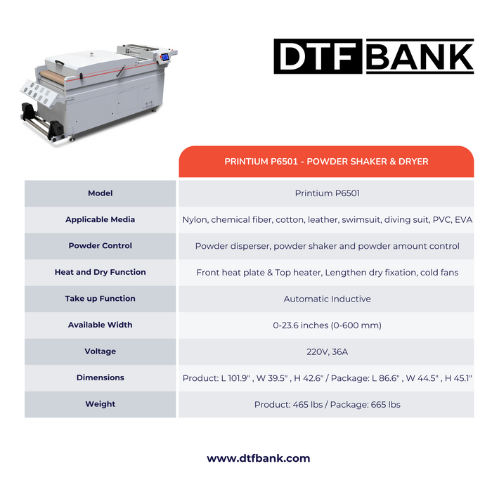 Impresora DTF de 4 cabezales y 24" P604 + Secadora agitadora de polvo DTF P6501